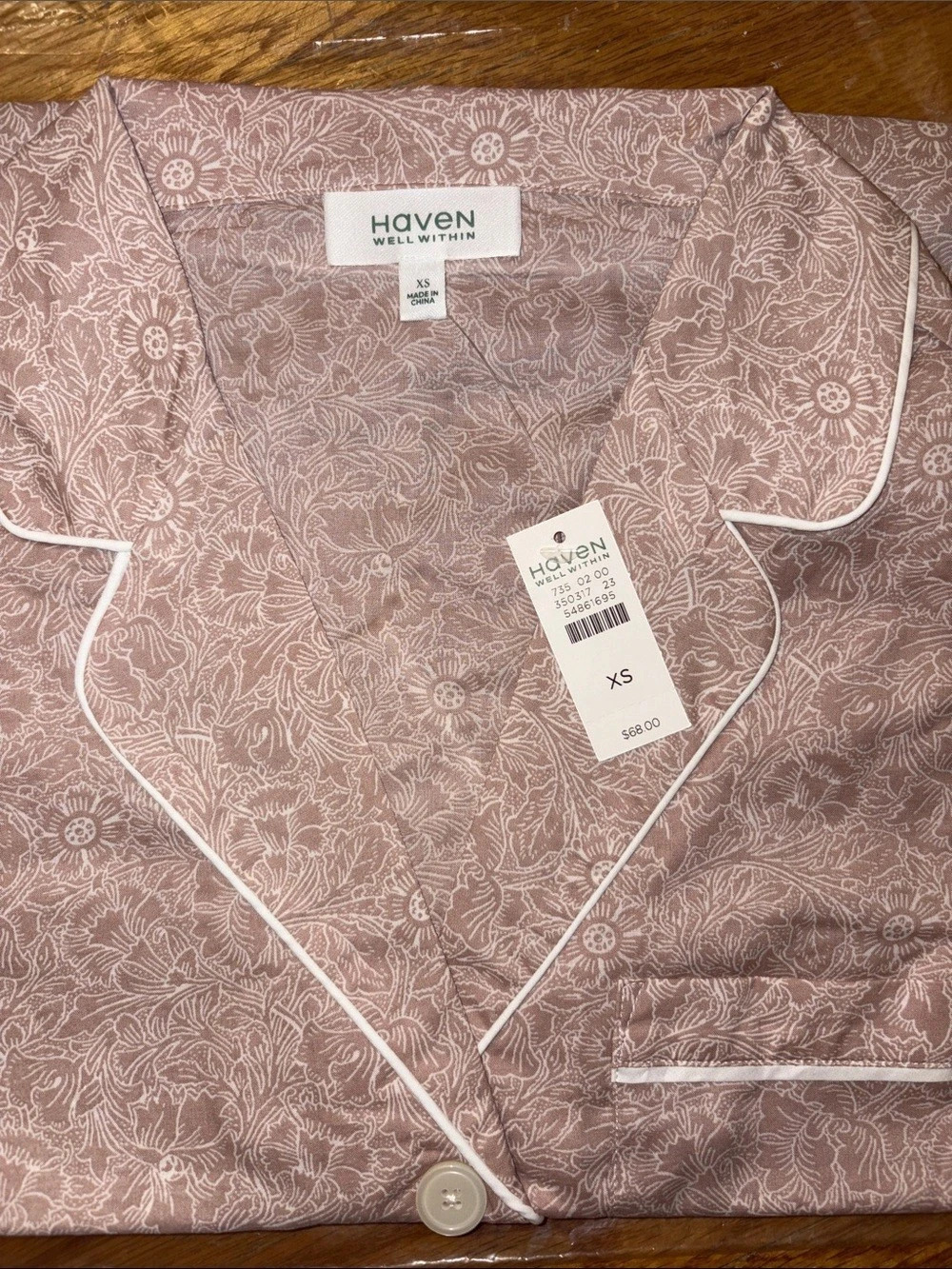 Haven Well Within Floral Pajama Top in Pink Size XS NWT